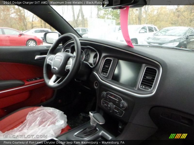 Maximum Steel Metallic / Black/Ruby Red 2016 Dodge Charger SXT AWD