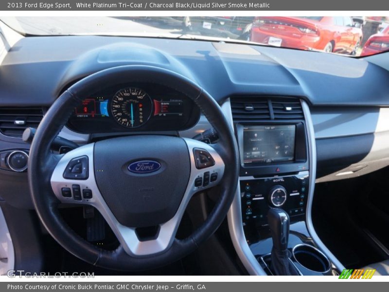 White Platinum Tri-Coat / Charcoal Black/Liquid Silver Smoke Metallic 2013 Ford Edge Sport