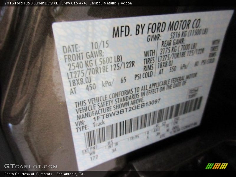 Caribou Metallic / Adobe 2016 Ford F350 Super Duty XLT Crew Cab 4x4