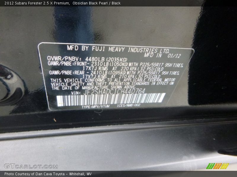 Obsidian Black Pearl / Black 2012 Subaru Forester 2.5 X Premium