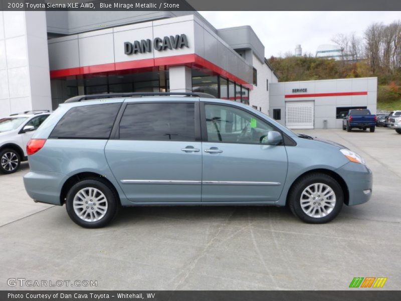 Blue Mirage Metallic / Stone 2009 Toyota Sienna XLE AWD