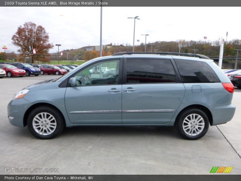 Blue Mirage Metallic / Stone 2009 Toyota Sienna XLE AWD