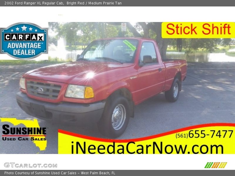 Bright Red / Medium Prairie Tan 2002 Ford Ranger XL Regular Cab