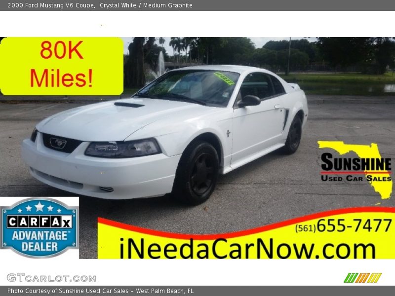 Crystal White / Medium Graphite 2000 Ford Mustang V6 Coupe