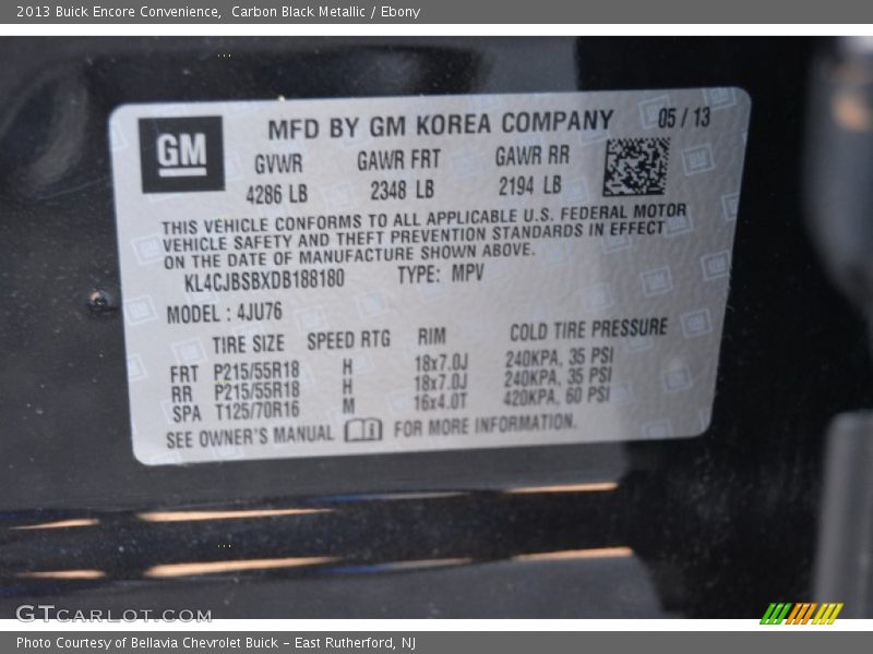 Carbon Black Metallic / Ebony 2013 Buick Encore Convenience