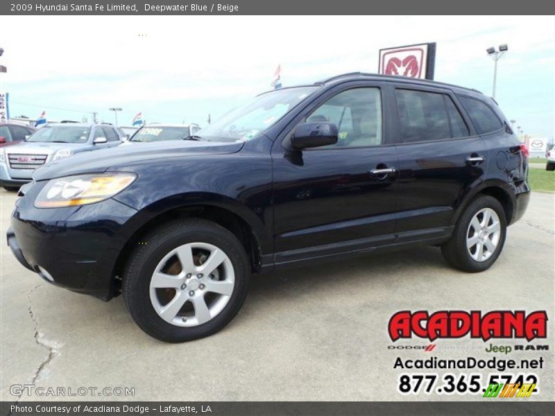 Deepwater Blue / Beige 2009 Hyundai Santa Fe Limited