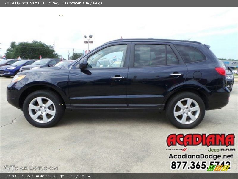 Deepwater Blue / Beige 2009 Hyundai Santa Fe Limited