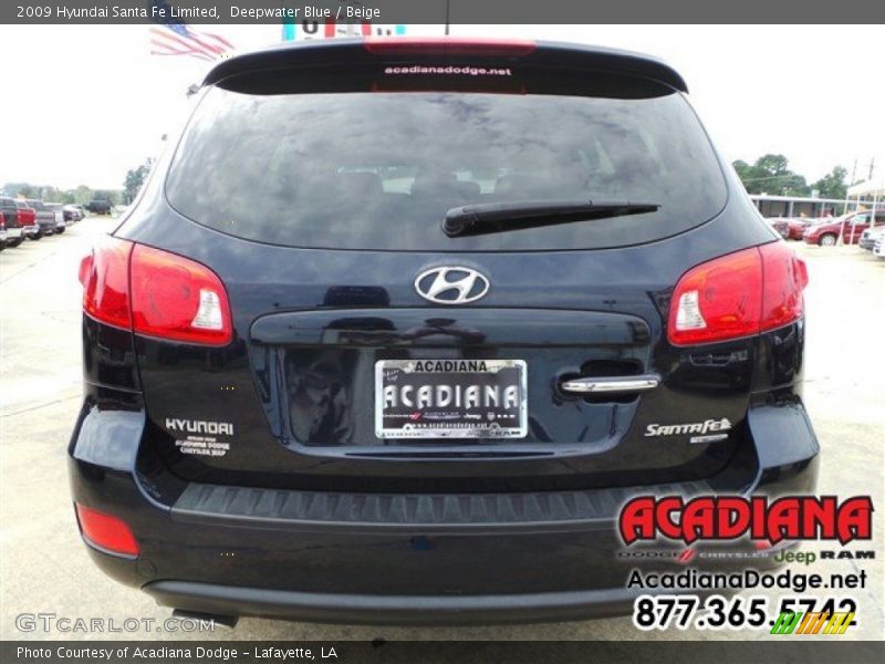 Deepwater Blue / Beige 2009 Hyundai Santa Fe Limited