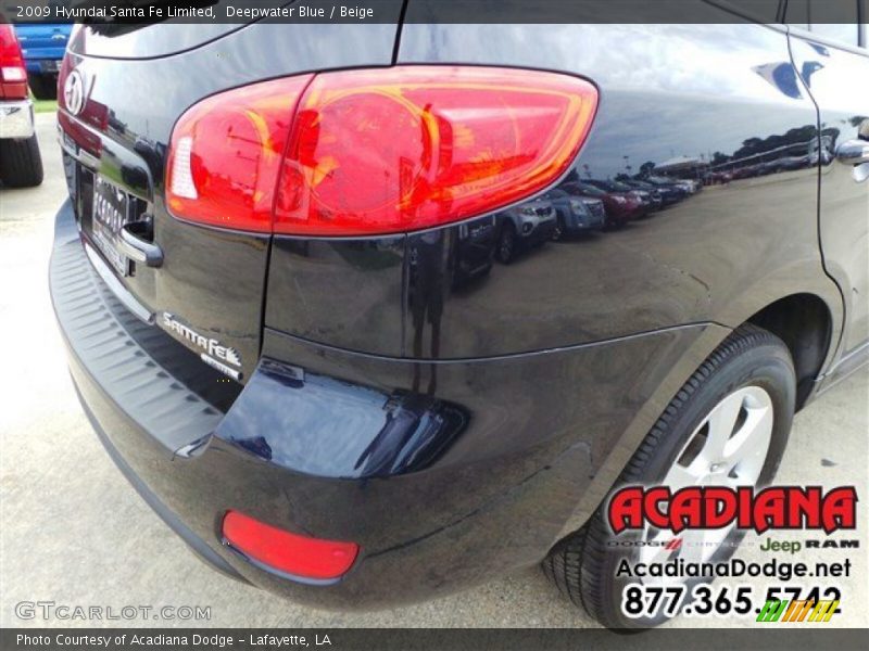 Deepwater Blue / Beige 2009 Hyundai Santa Fe Limited