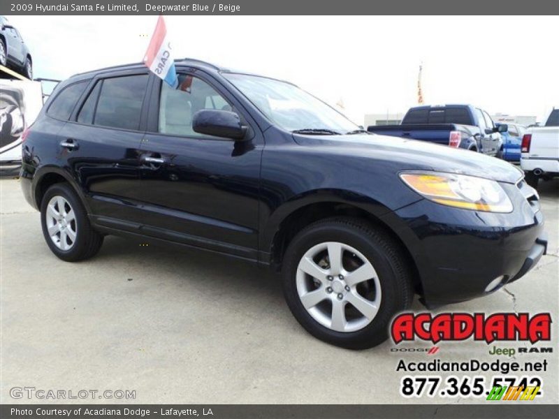 Deepwater Blue / Beige 2009 Hyundai Santa Fe Limited