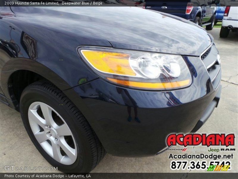 Deepwater Blue / Beige 2009 Hyundai Santa Fe Limited
