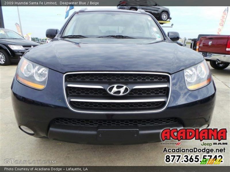 Deepwater Blue / Beige 2009 Hyundai Santa Fe Limited