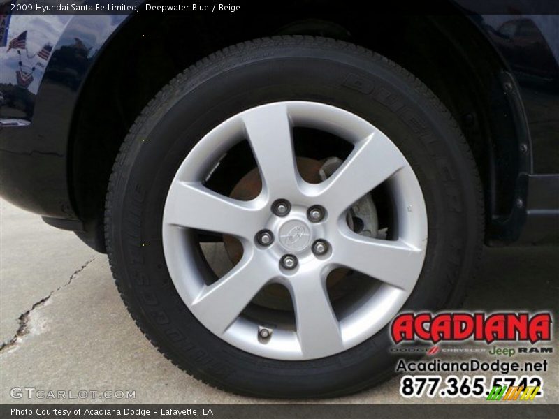 Deepwater Blue / Beige 2009 Hyundai Santa Fe Limited