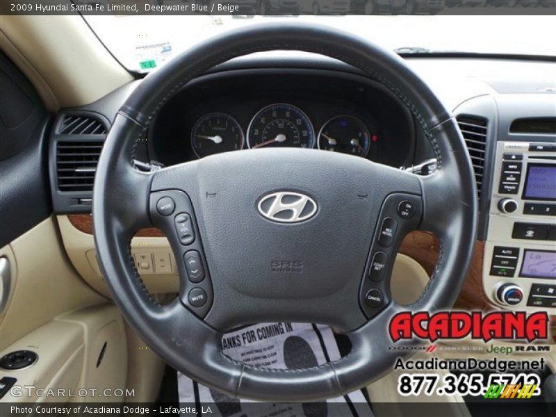 Deepwater Blue / Beige 2009 Hyundai Santa Fe Limited