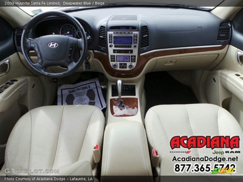 Deepwater Blue / Beige 2009 Hyundai Santa Fe Limited