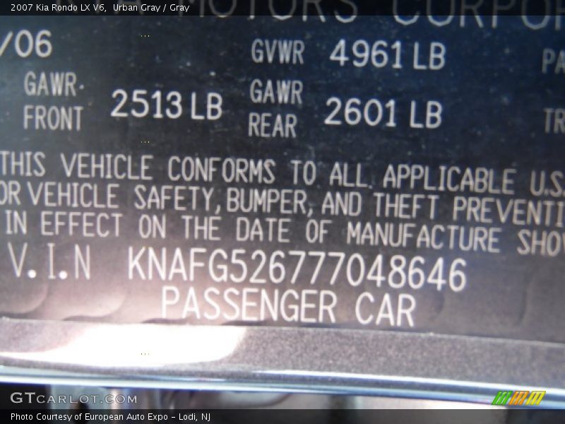 Urban Gray / Gray 2007 Kia Rondo LX V6