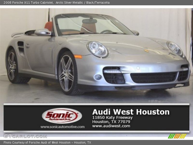 Arctic Silver Metallic / Black/Terracotta 2008 Porsche 911 Turbo Cabriolet