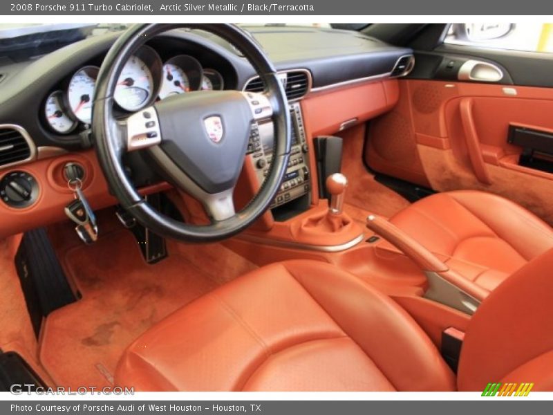 Arctic Silver Metallic / Black/Terracotta 2008 Porsche 911 Turbo Cabriolet