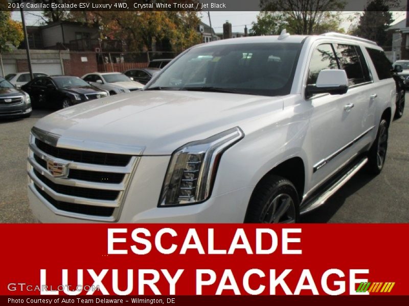 Crystal White Tricoat / Jet Black 2016 Cadillac Escalade ESV Luxury 4WD