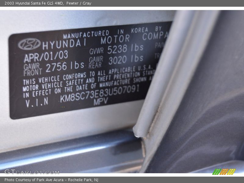 Pewter / Gray 2003 Hyundai Santa Fe GLS 4WD