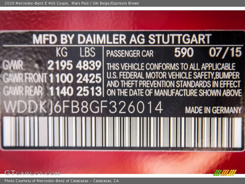 Mars Red / Silk Beige/Espresso Brown 2016 Mercedes-Benz E 400 Coupe