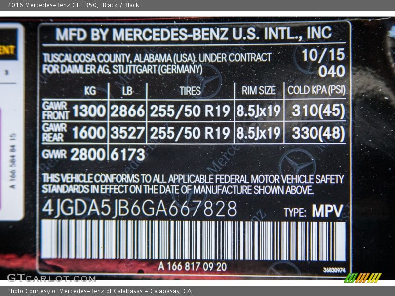 Black / Black 2016 Mercedes-Benz GLE 350