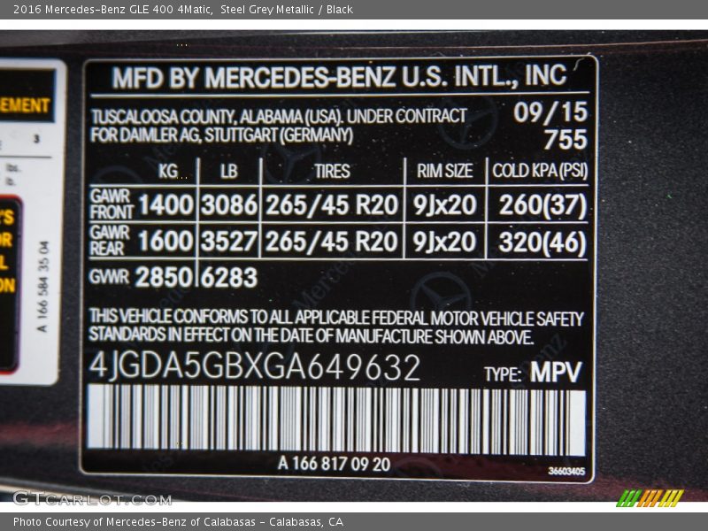 Steel Grey Metallic / Black 2016 Mercedes-Benz GLE 400 4Matic
