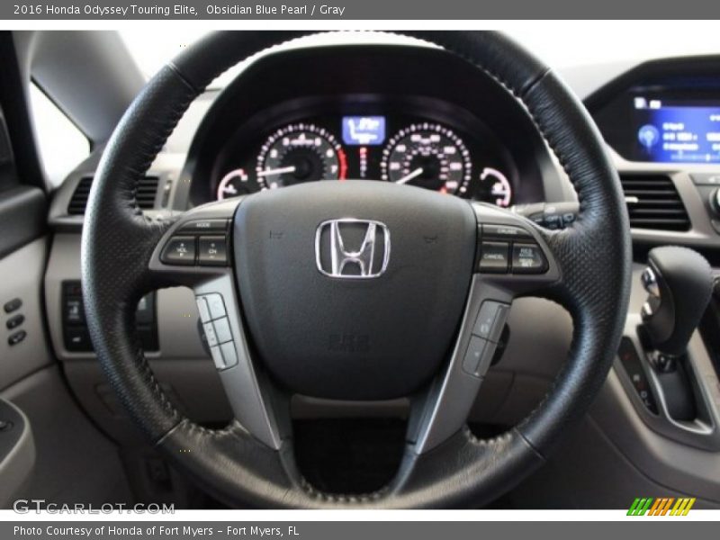 Obsidian Blue Pearl / Gray 2016 Honda Odyssey Touring Elite