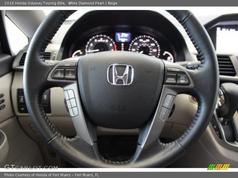 White Diamond Pearl / Beige 2016 Honda Odyssey Touring Elite
