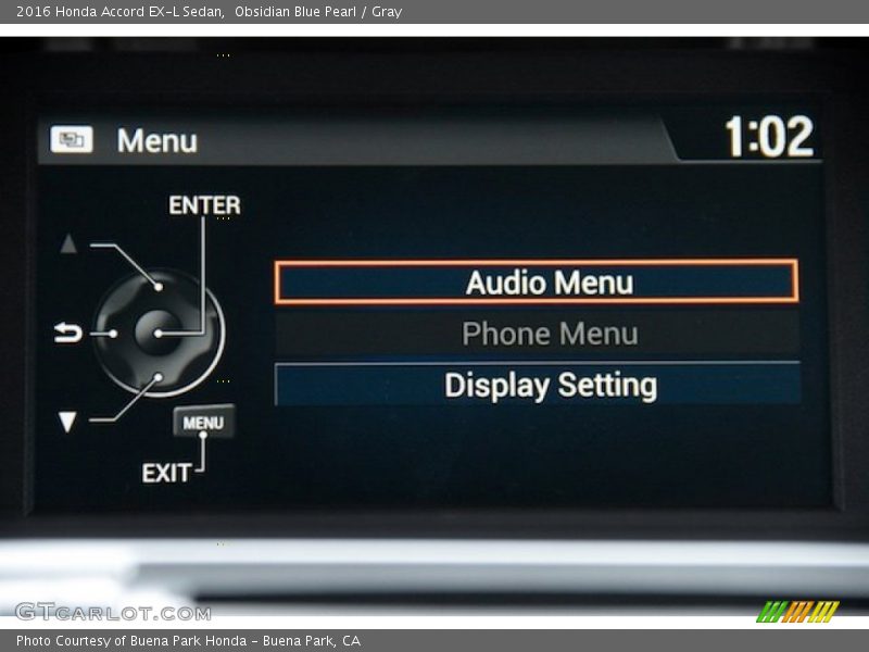 Obsidian Blue Pearl / Gray 2016 Honda Accord EX-L Sedan