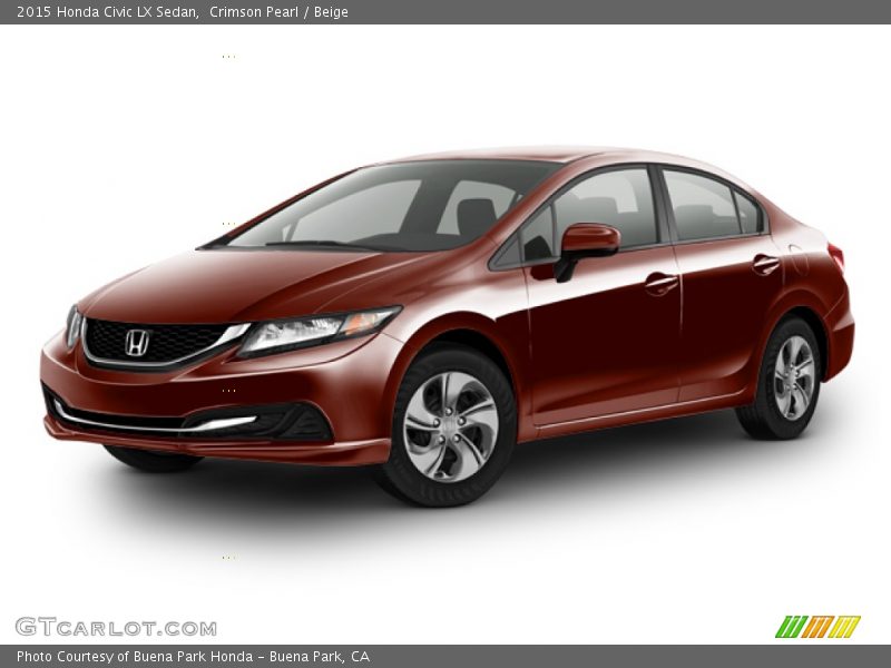 Crimson Pearl / Beige 2015 Honda Civic LX Sedan
