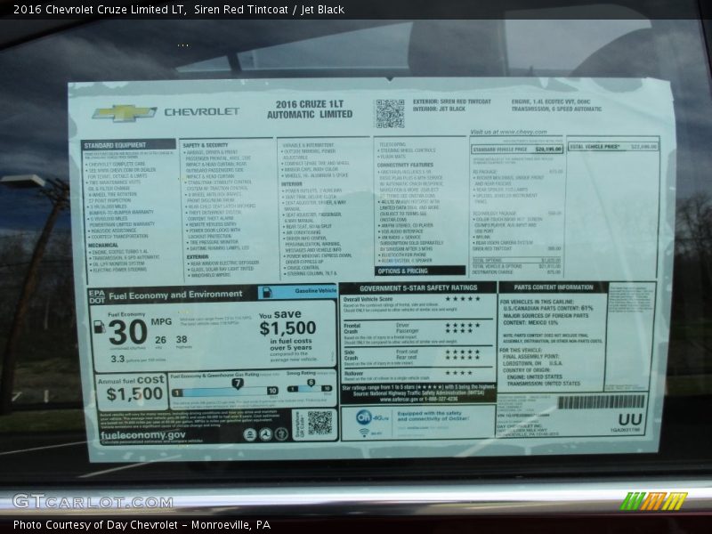 Siren Red Tintcoat / Jet Black 2016 Chevrolet Cruze Limited LT