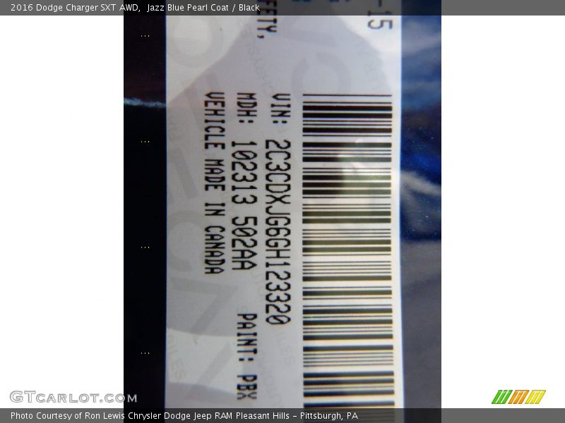 Jazz Blue Pearl Coat / Black 2016 Dodge Charger SXT AWD