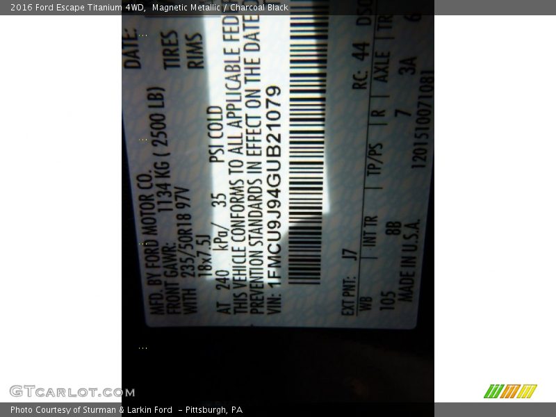 Magnetic Metallic / Charcoal Black 2016 Ford Escape Titanium 4WD