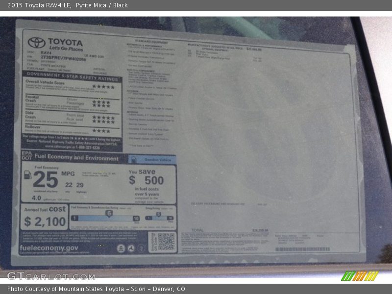 Pyrite Mica / Black 2015 Toyota RAV4 LE