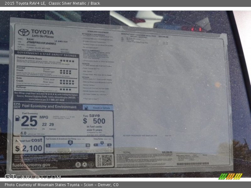 Classic Silver Metallic / Black 2015 Toyota RAV4 LE