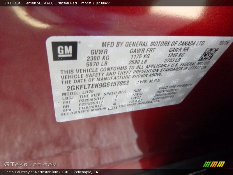 Crimson Red Tintcoat / Jet Black 2016 GMC Terrain SLE AWD