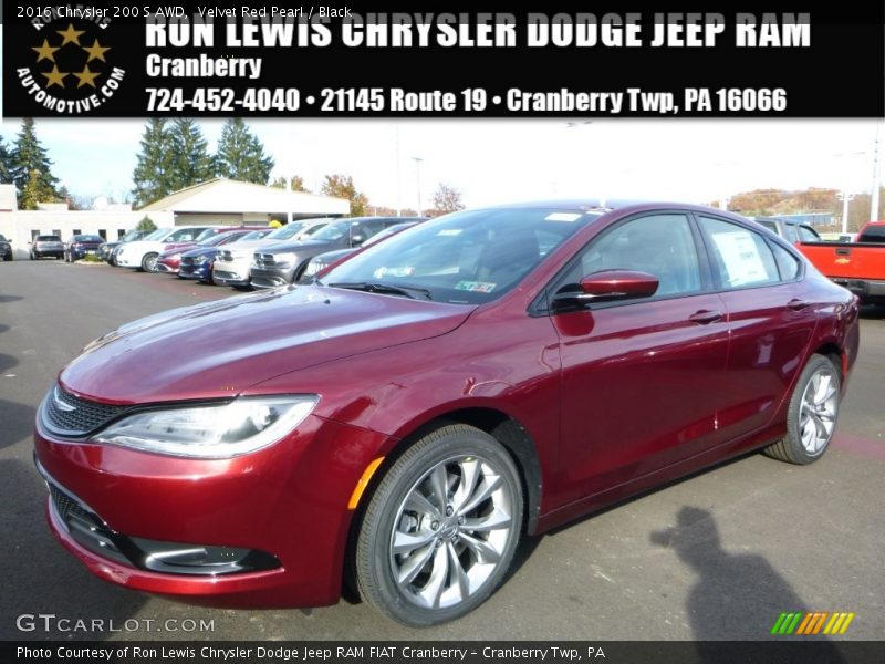 Velvet Red Pearl / Black 2016 Chrysler 200 S AWD