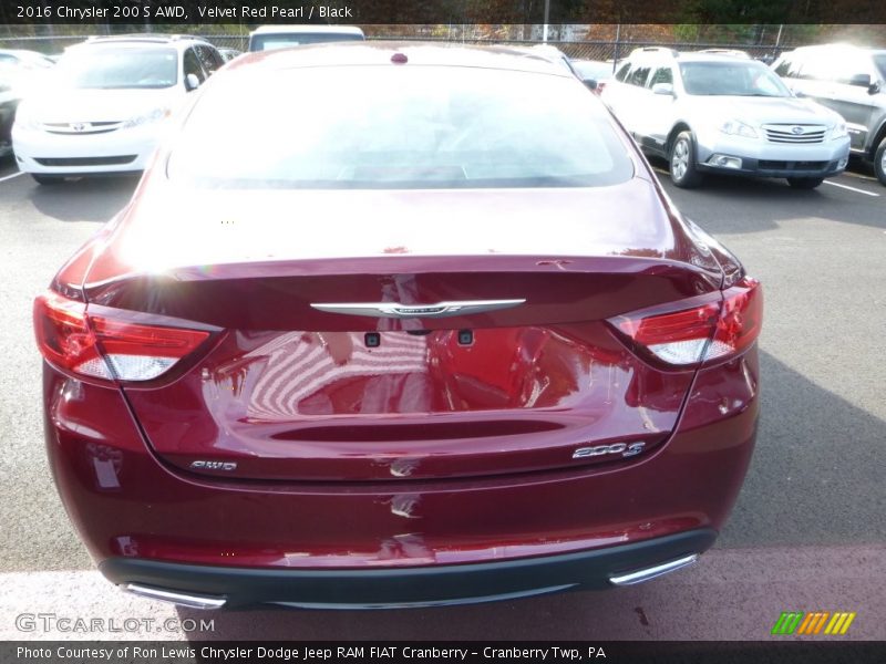 Velvet Red Pearl / Black 2016 Chrysler 200 S AWD