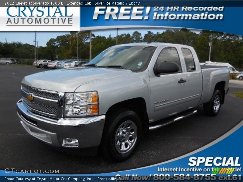 Silver Ice Metallic / Ebony 2012 Chevrolet Silverado 1500 LT Extended Cab
