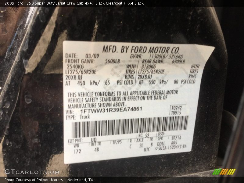 Black Clearcoat / FX4 Black 2009 Ford F350 Super Duty Lariat Crew Cab 4x4