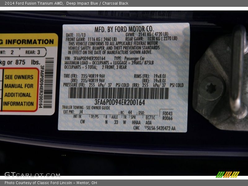 Deep Impact Blue / Charcoal Black 2014 Ford Fusion Titanium AWD