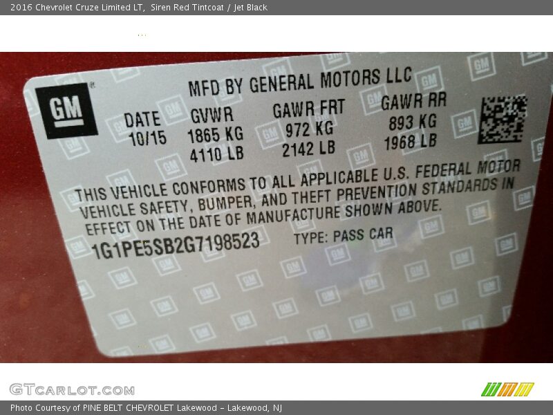 Siren Red Tintcoat / Jet Black 2016 Chevrolet Cruze Limited LT