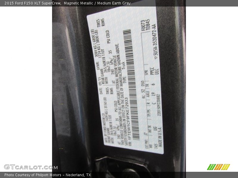 Magnetic Metallic / Medium Earth Gray 2015 Ford F150 XLT SuperCrew