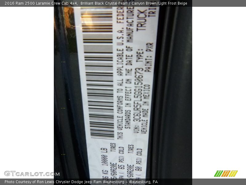 Brilliant Black Crystal Pearl / Canyon Brown/Light Frost Beige 2016 Ram 2500 Laramie Crew Cab 4x4
