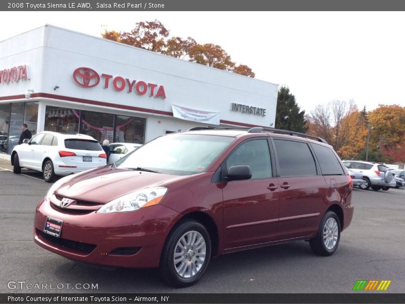 Salsa Red Pearl / Stone 2008 Toyota Sienna LE AWD