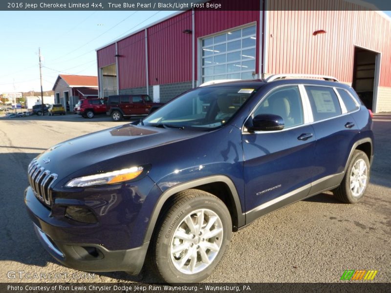 True Blue Pearl / Black/Light Frost Beige 2016 Jeep Cherokee Limited 4x4