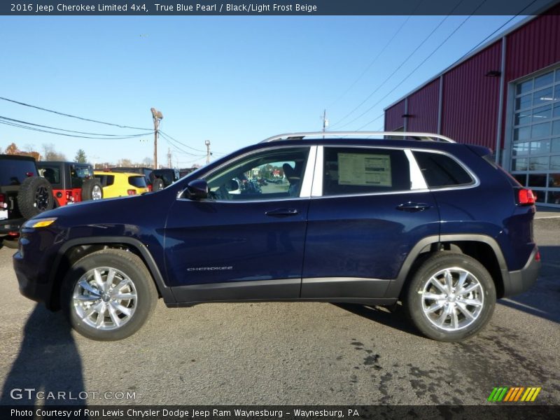 True Blue Pearl / Black/Light Frost Beige 2016 Jeep Cherokee Limited 4x4