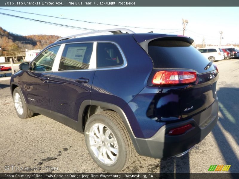 True Blue Pearl / Black/Light Frost Beige 2016 Jeep Cherokee Limited 4x4