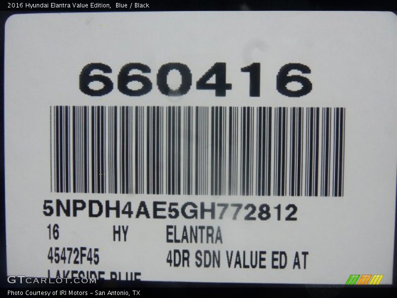 Blue / Black 2016 Hyundai Elantra Value Edition